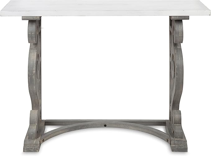 Kate and Laurel Wyldwood Solid Wood Farmhouse Console Table, Distressed White and Rustic Gray