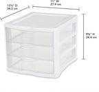 Sterilite ClearView Compact Stacking 3 Drawer Storage Organizer System for Crafting Supplies, Home Office, or Dorm Room, (16 Pack)