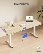 FLEXISPOT 71x32 Inch Electric Large Standing Desk for Home & Office, Spacious Splice Board Desk with Cable Management & Organizer, Cup Holder & Hook, White Wood Grain