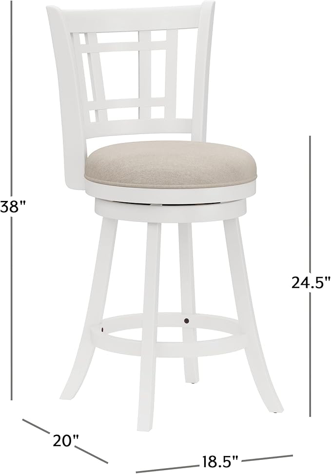 Hillsdale Fairfox 24.5" Wood Swivel Counter Height Stool, White