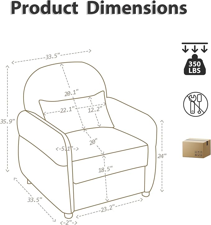 Modern Accent Chairs for Living Room, Comfy Chenille Armchairs with Storage, 33.5" W Single Reading Chairs for Bedroom, Study Room, Apartment, Tool Free Assembly, Sage Green