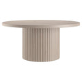 Henn&Hart 32" Fluted Round Wood Pedestal Low-Profile Coffee Table for Living Room, Family Room, Office, or Apartment, Alder White