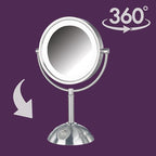 JERDON Lighted Makeup Mirror with Magnification - 1X and 8X Magnification - Nickel Finish - Model HL8808NL