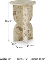 Signature Design by Ashley Treygan Contemporary Marble Accent Table, Beige & Light Brown
