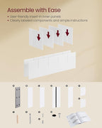 VASAGLE CUSTOS Collection - Shoe Bench, Storage Bench with Padded Seat, Entryway Bench with 15 Compartments, for Bedroom, 11.8 x 41.3 x 18.9 Inches, Cloud White and Dove Gray ULHS15WT