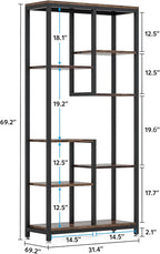 Tribesigns 6-Tier Tall Bookshelf Set of 2, Industrial 8-Shelf Open Bookcase Storage Display Book Shelves for Living Room, Home Office