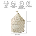 3 Sprouts Kids Play Tent - Sustainable Recycled Fabric – Fun Spacious Childs Playhouse for Indoor Games for Boys & Girls - Durable Fort Pop Up House for Toddlers & Children Age 3-10 - Checkered Beige