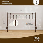 Metal Full Size Headboard, Victorian Farmhouse Style, Easy Assembly, Steel Full Headboard Only for Bedroom - Brown