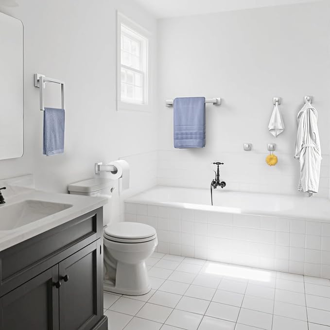 10-Pieces Bathroom Accessories, SUS304 Brushed Bathroom Accessory Set, Nickel Towel Racks for Bathrooml, Stainless Steel, Wall Mounted Towel Rack&Toilet Paper Holder&Towel Ring and Towel Hook