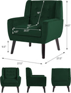 Accent Chair, Modern Velvet Arm Chair for Living Room, Bedroom, Comfy High-Resilient Sponge Reading Chair for Small Spaces （Velvet Retro Green, Set of 2