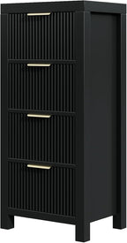 Modern Solid Wood Chest of Drawers, Multifunctional Large-Capacity Storage Drawer Cabinet, Dresser Organizer with Metal Handle, for Hallway, Entryway, Black X2