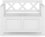 SIMPLIHOME Amherst Entryway Storage Bench - 36 inch Wide Solid Wood Small Hallway Seat in White, Transitional Bench for Entryway or Living Room with Lift-Up Lid and Compact Storage