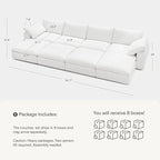 Modular Sectional Sofa, 141.7" U Shaped Modern Sofa Modular Sectional Cloud Couch with Ottoman, Modern Cloud Sectional Couches for Living Room, Deep Seat Sofa with Washable Cover
