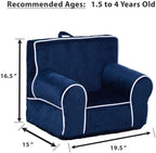 DIBSIES Personalized Creative Wonders Toddler Chair - Ages 1.5 to 4 Years Old (Blue with White Piping)