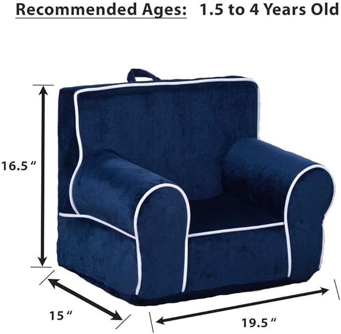 DIBSIES Personalized Creative Wonders Toddler Chair - Ages 1.5 to 4 Years Old (Unpersonalized Blue with White Piping)