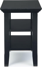 SIMPLIHOME Acadian 14-inch Wide Solid Wood Narrow End Table in Black, Transitional-Style Side Table for Living Room, Bedroom, or Family Room with 2 Open Shelves