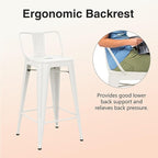 HAOBO Home Metal Bar Stools Set of 2 Low Back Counter Height Barstools 30" Industrial Barstool Patio Stool Metal Kitchen Stools Bar Chairs for Indoor Outdoor