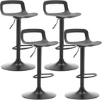 NOBPEINT NOB Contemporary Chrome Air Lift Adjustable Swivel Bar Stool (6 Pieces, Black)