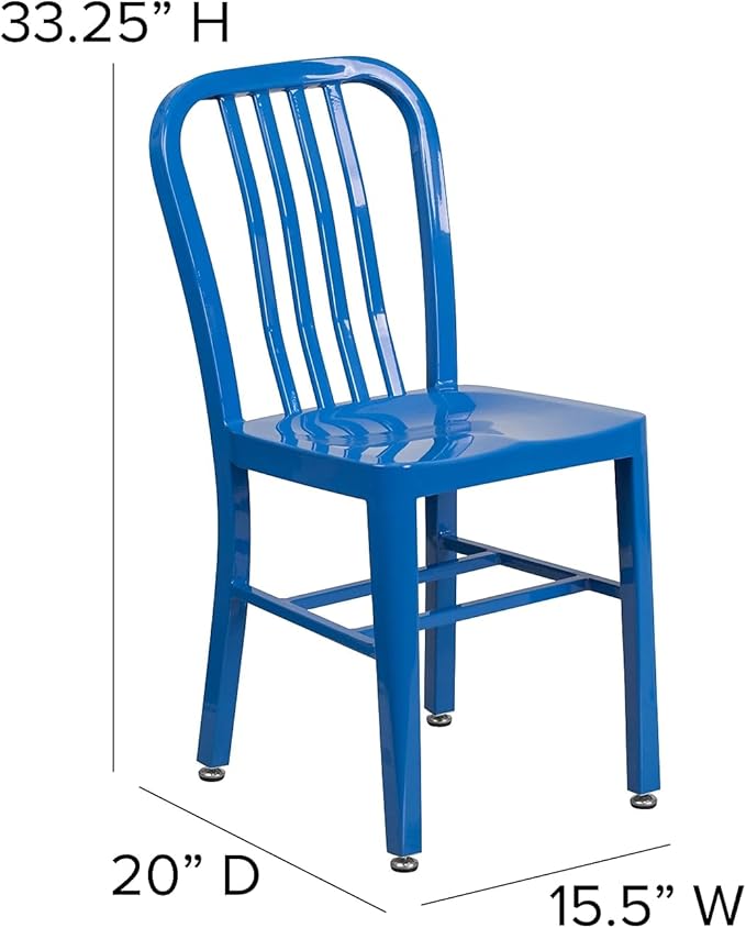 Flash Furniture Commercial Grade Blue Metal Indoor-Outdoor Chair