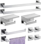 Bathroom Hardware Set Bathroom Accessories Set SUS304 Towel Bar Set Includes Towel Bar Inch+Towel Holder+Toilet Paper Holder+Towel Hook (10, Brushed Nickel-Paper Holer with Cover)