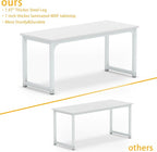 NSdirect Large Office Desk for Home Office, Large 63” Computer Desk Table, Wide Writing Study Desk for 2 Person, Metal Sturdy Frame Thicker Steel Legs,Warm White