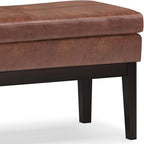 SIMPLIHOME Carlson 45-inch Wide Vegan Faux Leather Ottoman Bench in Distressed Black with Solid Wood Frame for Living Room, Entryway, or Bedroom