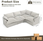 111” Oversized Modular Sectional Sofa, Comfy Down Fill Cloud Couch, L Shaped 4 Seater Couches with Washable Cover, Convertible Sectional Couches for Living Room, Light Gray