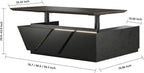 86.6" Adjustable Height L-Shaped Executive Desk with LED Light Strip - Black Inverted Trapezoid Design, Includes Storage Cabinet with Drawers & Doors, Ergonomic Standing Office Desk for Home & Office