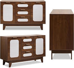 CANMOV Buffet Cabinet with Storage, 47" Sideboard Cabinet with 3 Drawers & 2 Doors, Modern Wood Coffee Bar Sideboard for Kitchen, Dining&LivingRoom, Walnut (Walnut)