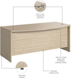 Bush Business Furniture Studio C 72W x 36D Bow Front Desk in Natural Elm, Computer Table for Home or Professional Office