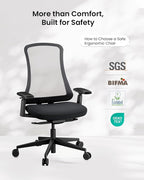 ProtoArc Ergonomic Office Chair - Flexer Computer Chair, Foam Cushion Sliding Seat, Breathable Mesh from Wintex, 125° Reclining Swivel Desk Chairs for Home, Office & Study - Black