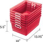 Really Good Stuff Large Plastic Book Baskets, 13.25" by 10" by 5.5" - 12 Pack, Red, Classroom Library Organizer, Toy Storage, Multi-Purpose Organizer Basket
