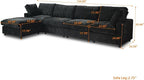 Cloud Couch Modular Sectional Sofa,134" L Shaped Couch, Oversized Convertible Wide Seater,4 Seater with Ottoman for Living Room Set, Covers Washable&Replaceable,Black