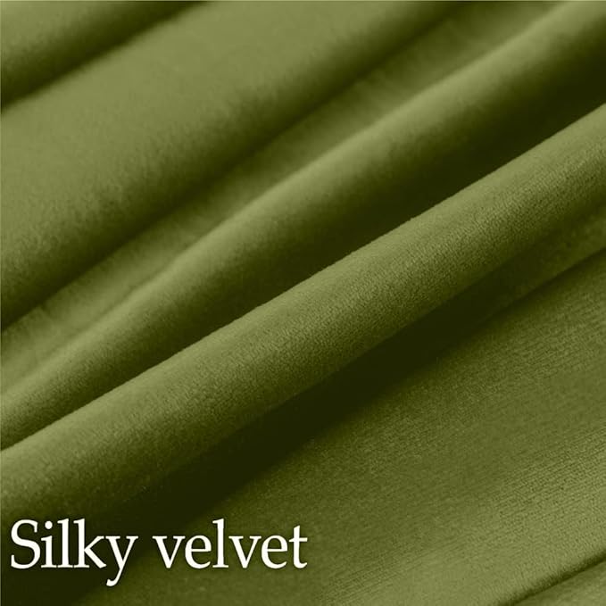 lalaLOOM Velvet Throw Pillow Covers, Set of 2, 20x20 Decorative Square Pillows Home Decor, Soft Accent Cases, Silky Machine Washable Pillowcases for Sofa, Couch, Bedroom, Living Room, Moss Green