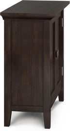 SIMPLIHOME Redmond SOLID WOOD 32 inch Wide Transitional Low Storage Cabinet in Brunette Brown for the Living Room, Entryway and Family Room