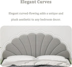 Queen Size Headboard Only, Petal Wall Mount Headboard Queen/Full Size for Adjustable Bed Velvet Upholstered Head Board Easy Assembly, Gray
