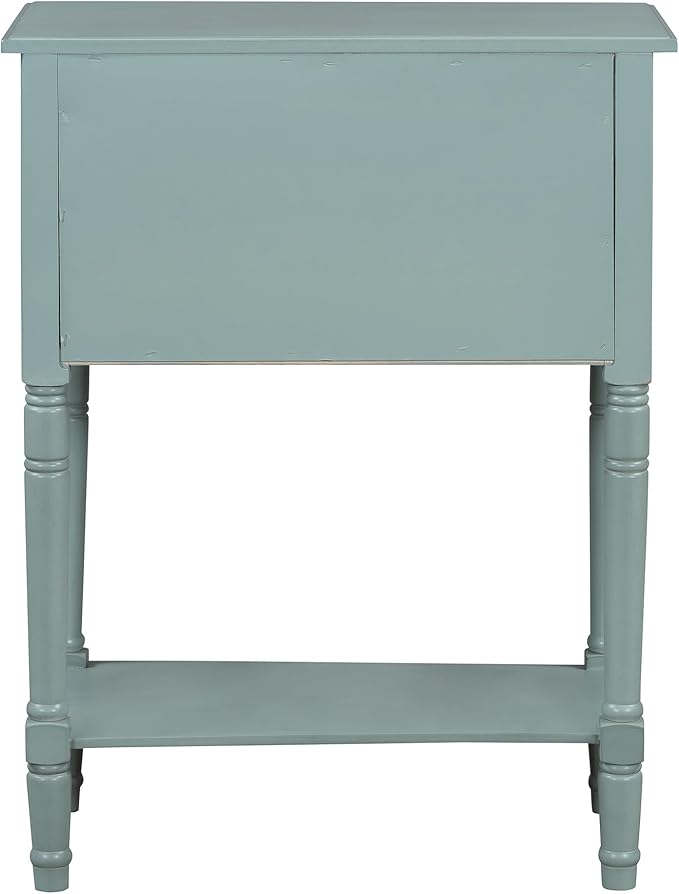 Knocbel Slim Antique Entry Console Table with 3 Drawers & Bottom Open Shelf, Solid Wood Narrow Sofa Couch Table for Entryway Hallway Living Room 23.7" W x 13" D x 31.4" H Light Blue