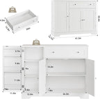 HOSTACK Buffet Cabinet with Storage, Modern Sideboard Buffet with Doors, Wood Coffee Bar Kitchen Storage Cabinet with Drawer and Adjustable Shelf for Kitchen, Dining Room, Living Room, White