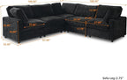 WJShome V Shaped Sectional Couch 100 Inch 5-Seater Modern Modular Sofa,Chenille Deep Seat Couches for Living Room, Bedroom and Apartment，Black