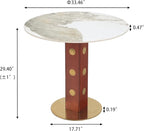 Sintered Stone Office Table and Chair Set - 33.5" Round Table for Small Offices (Red Leg and Pandora Top, 1 Table and 2 Chairs)