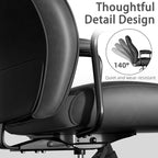 Black Leather Office Desk Chair with Wheels and Arms, Height Adjustable, Vintage, Mid Century Modern Style