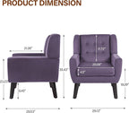 Lumibee Accent Chair, Modern Velevet Armchair for Living Room, Comfy Upholstered Arm Chair Tufted for Indoor Bedroom Office Room (Purple Velvet)