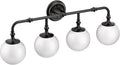 Moen YB0564BL Colinet 4-Light Dual-Mount Bath Bathroom Vanity Fixture with Frosted Glass, Matte Black