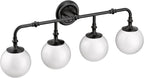 Moen YB0564BL Colinet 4-Light Dual-Mount Bath Bathroom Vanity Fixture with Frosted Glass, Matte Black