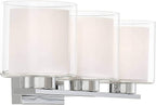 Possini Euro Design Dorris Modern Wall Mount Light Chrome Silver Hardwired 22" Wide 3-Light Fixture Clear Outer Opal Inner Glass Shade for Bedroom Bathroom Vanity Reading Living Room Hallway