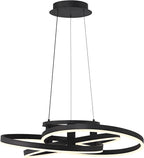 Possini Euro Design McKenna Sanded Black Pendant Lighting 26 1/2" Wide Modern Ribbon Rings Dimmable LED Fixture for Dining Room House Foyer Kitchen Island Entryway Bedroom Living High Ceilings