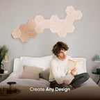 Nanoleaf Elements Wood Look Smart Wall Lights, Hexagon LED Wall Lights work with Alexa Google Assistant, Home Wall Decor for Living Room with Music Sync, Touch Control, Ambient White 1500-4000K, 13 PK