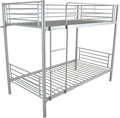 Karl Home Grey Bunk Bed Twin Over Twin, Metal Bunk Bed with Built-in Ladder and Safety Guardrail, Space-Saving Bunk Beds for Kids, Teens & Adults, No Box Spring Needed
