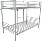 Karl Home Grey Bunk Bed Twin Over Twin, Metal Bunk Bed with Built-in Ladder and Safety Guardrail, Space-Saving Bunk Beds for Kids, Teens & Adults, No Box Spring Needed