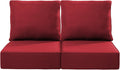 Luxury 22x24/22x25 6-Inch Outdoor Seat Cushions - Set of 2 Water Resistant Patio Chair Replacement Cushion for Porch Rattan Dining Rocker Glider Chairs Loveseat Couch Sectional Sofa - Red